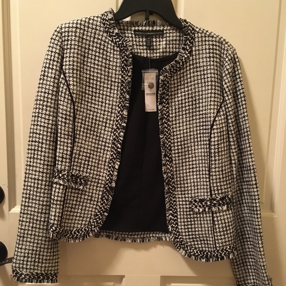 NWT WHBM BLACK & WHITE CHECKERED BLAZER SIZE XS